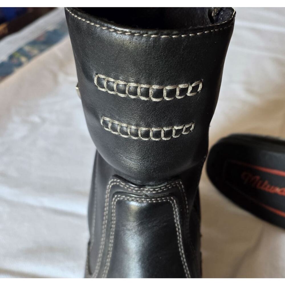 Milwaukee Women's Biker Black Leather Motorcycle Boots Silver Hardware 9 US - Picture 11 of 11